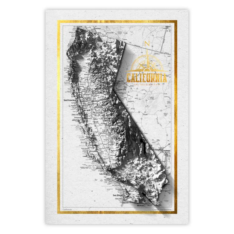 Poster Isometric Map: California - map of one of the states of the USA and texts