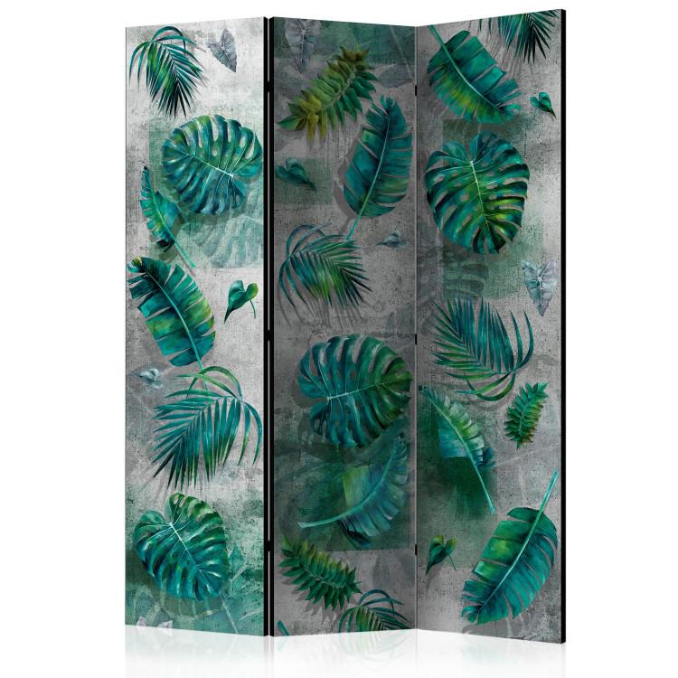 Room Divider Modernist Jungle - tropical green leaves on a concrete background