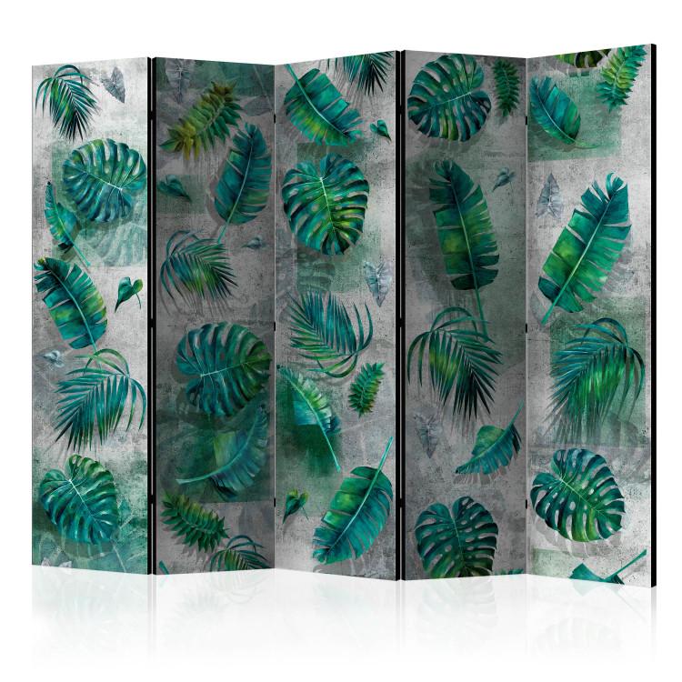 Room Divider Modernist Jungle II - tropical leaves on a grey concrete background