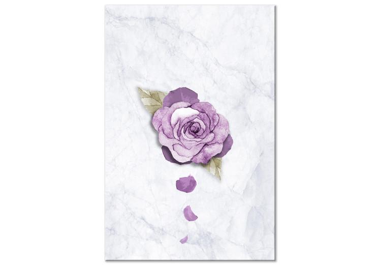 Canvas Print Watercolor rose - a purple plant on a light marble background