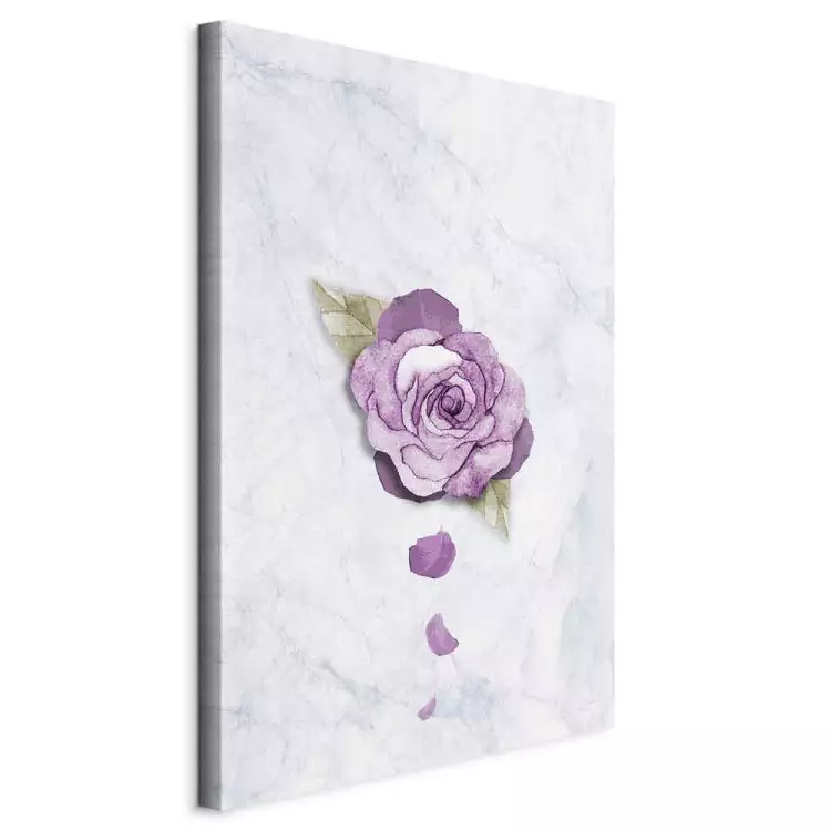 Watercolor rose - a purple plant on a light marble background