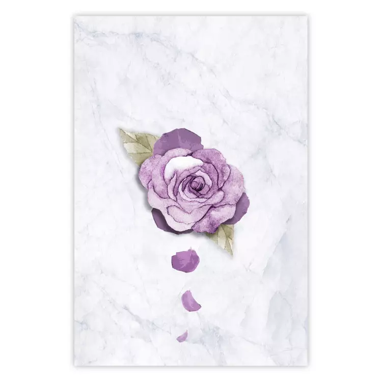 End of Spring - plant composition with a purple flower on marble
