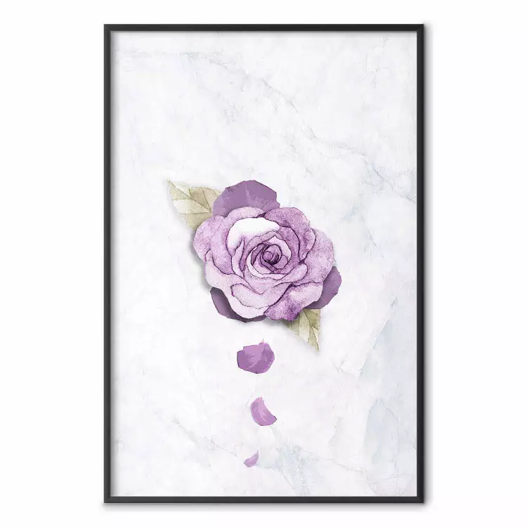 End of Spring - plant composition with a purple flower on marble