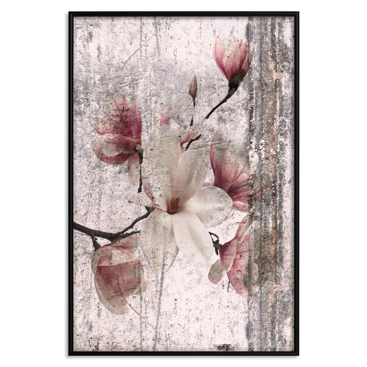Poster Memorial Magnolia - botanical composition with vintage-style flowers