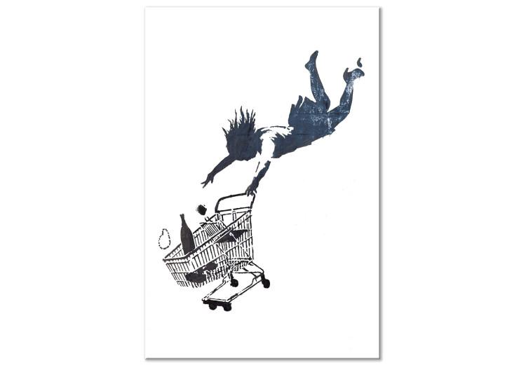 Canvas Print Fly away shopping - minimalist Banksy style graphics