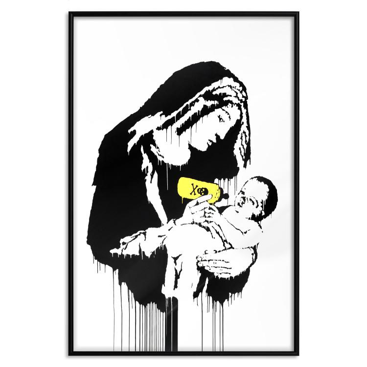 Poster Feeding Mother - black and white composition with a woman in Banksy style