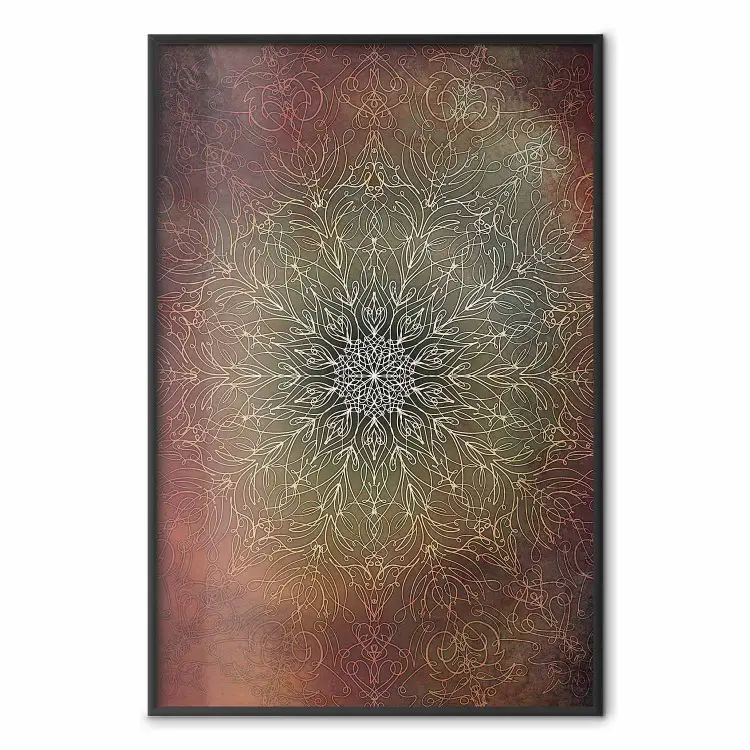 Oriental Wheel - composition with a Mandala in shades of gold in a zen style