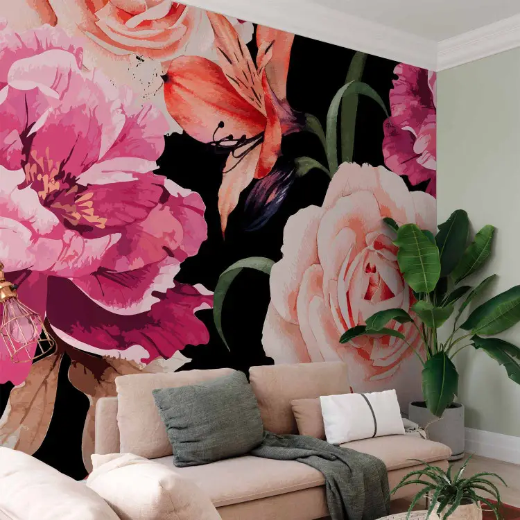 Roses of Love - Colorful Pastel Flowers on a Dark Background