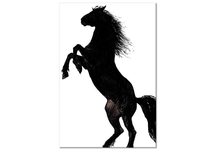 Canvas Print A rearing horse - black and white illustration of a horse silhouette