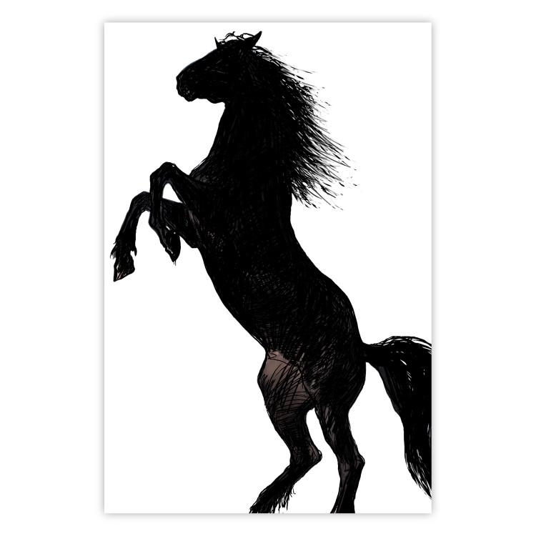 Poster Horse Dance - black and white composition with the silhouette of a standing horse