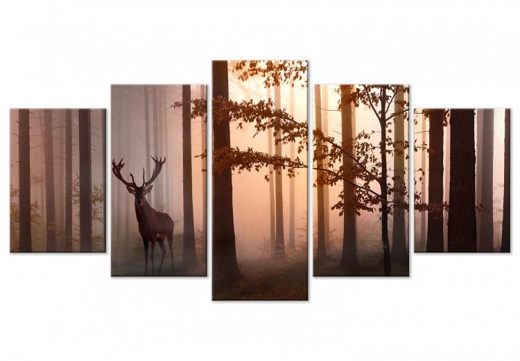 Canvas Print Morning (5 Parts) Wide Brown