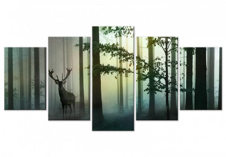 Canvas Print Morning (5 Parts) Wide Green