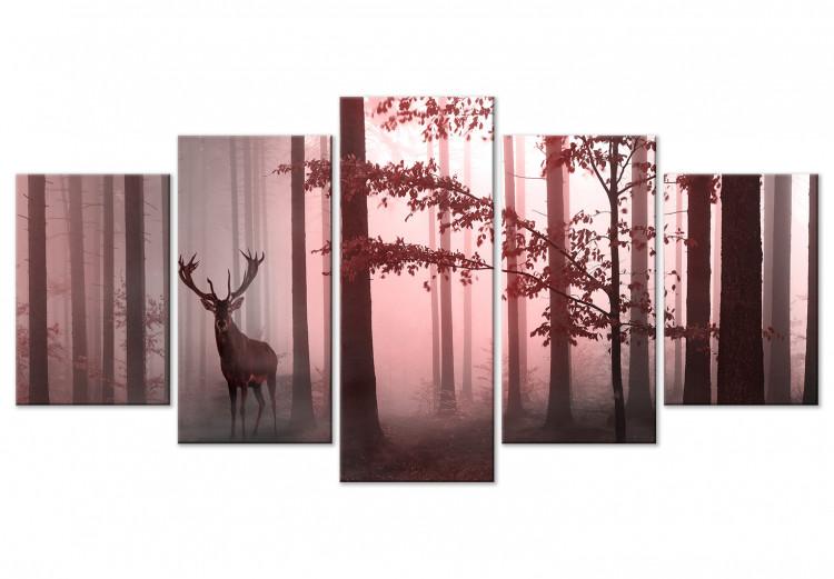 Canvas Print Morning (5 Parts) Wide Pink