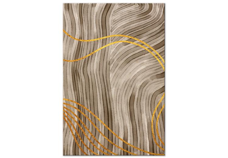 Canvas Print Fluctuations - abstract background with waves cut with golden ribbons