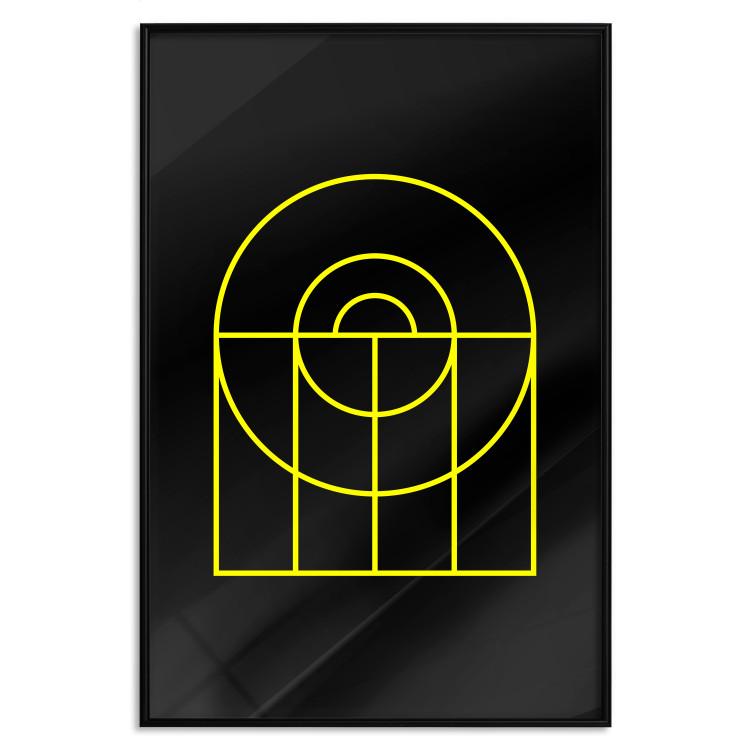 Poster Black Geometry - unique geometric abstraction with neon yellow