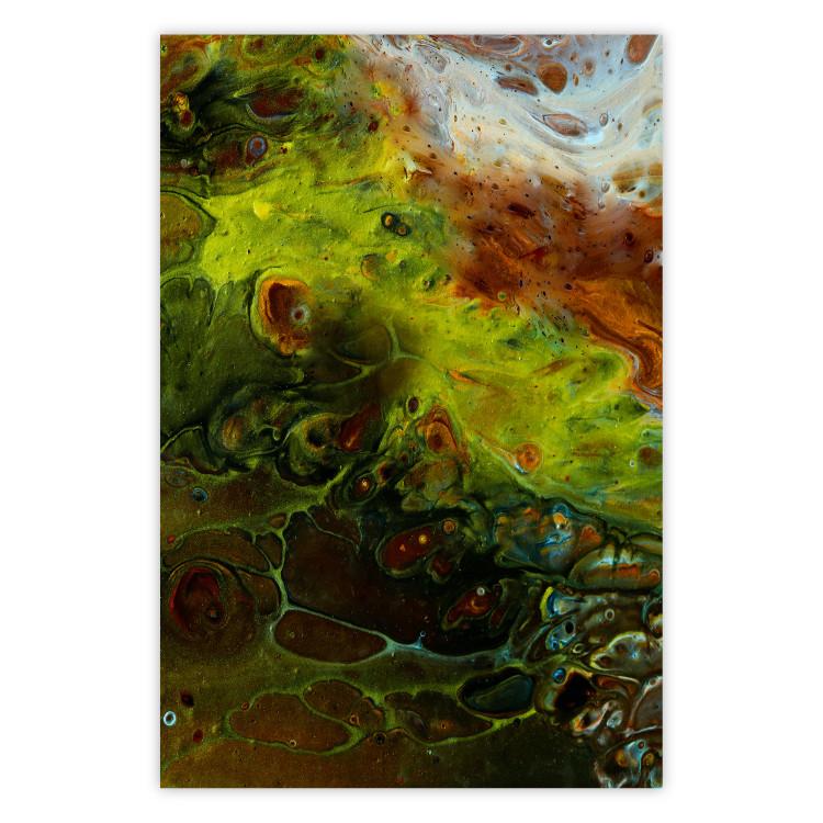 Poster Green Elements - autumn abstraction with dense colorful streaks