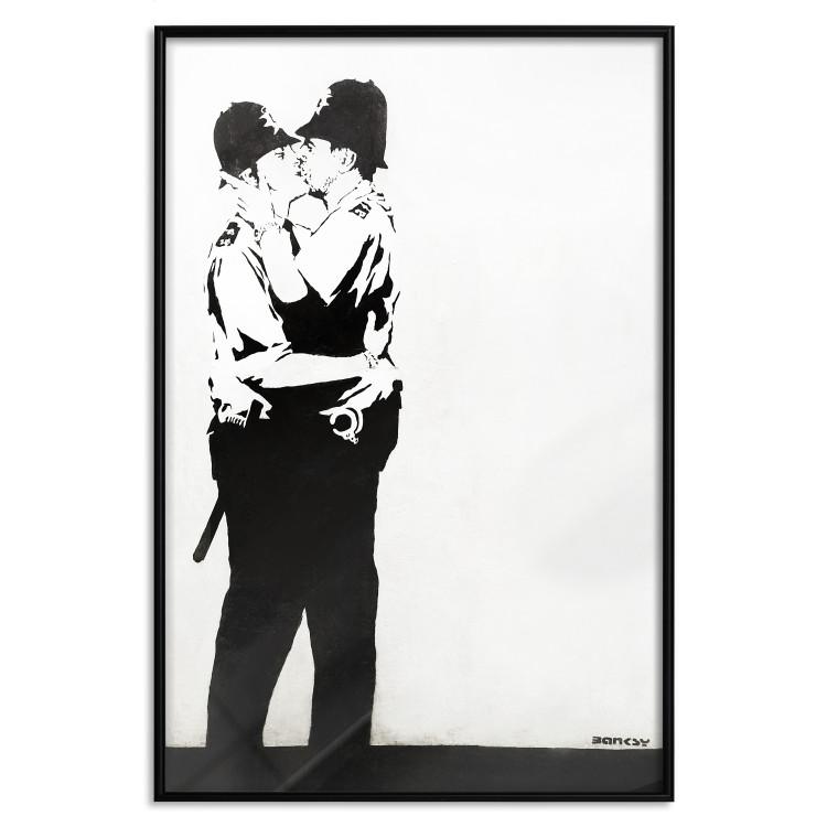Poster Cops' Kiss - graffiti with two men in Banksy style