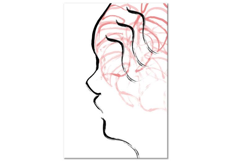 Canvas Print Leafy thoughts - contour of the face profile with an abstract accent