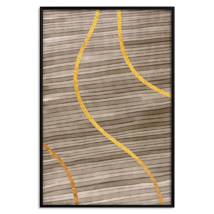 Poster Watercolor and Gold - unique abstraction in elegant waves on a bronze background