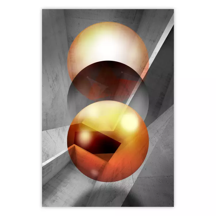Newton's Pendulum - modern geometric composition in golden spheres