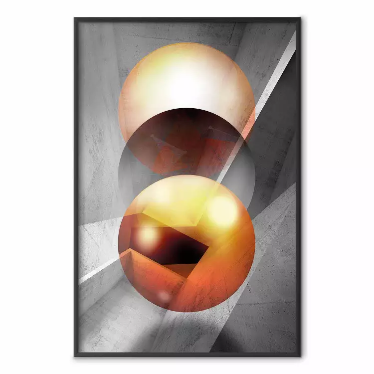 Newton's Pendulum - modern geometric composition in golden spheres