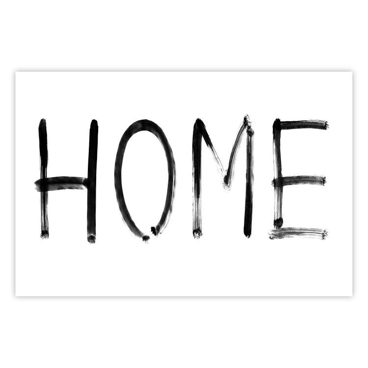 Poster Black Home - black and white simple composition with English text