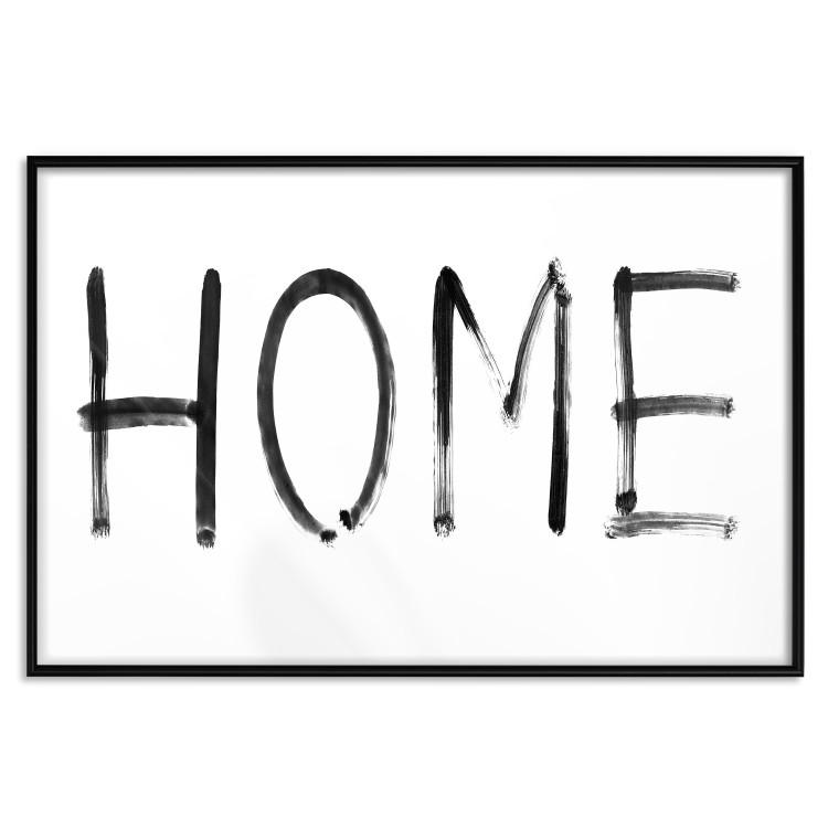 Poster Black Home - black and white simple composition with English text