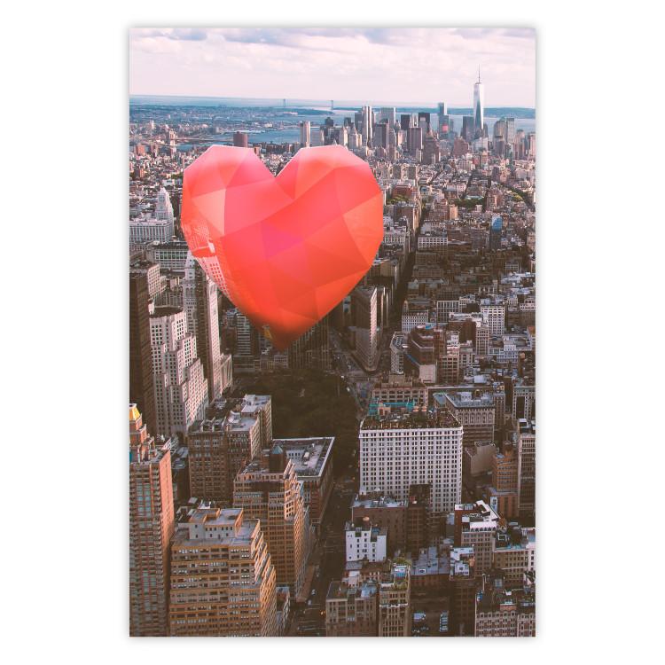 Poster Heart of the City - heart-shaped balloon against the backdrop of architecture