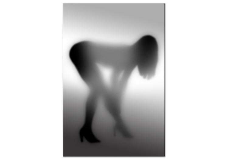 Canvas Print Behind the glass wall - a vague female silhouette in a sensual pose
