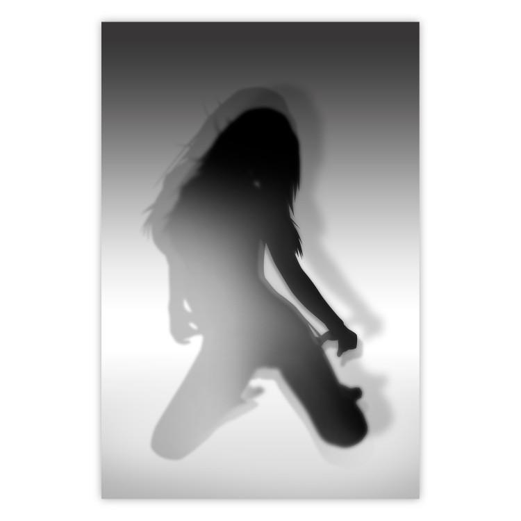 Poster Sensual Dance - black and white composition with a woman with long hair