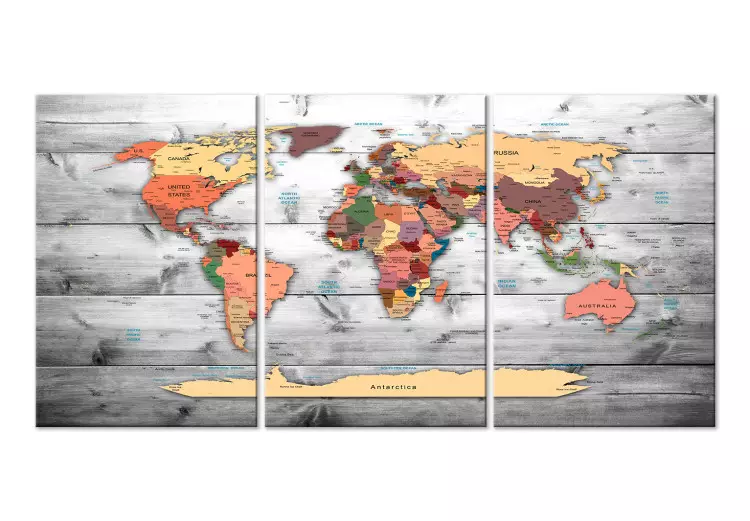 Canvas Print World Map: New Directions (3 Parts)
