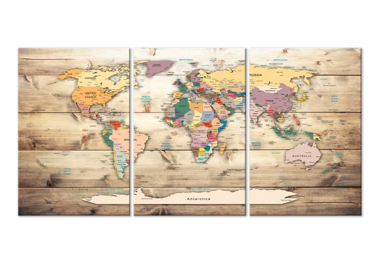Canvas Print World Map: Colourful Continents (3 Parts)