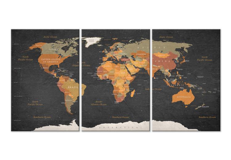 Canvas Print World Map: Secrets of the Earth (3 Parts)