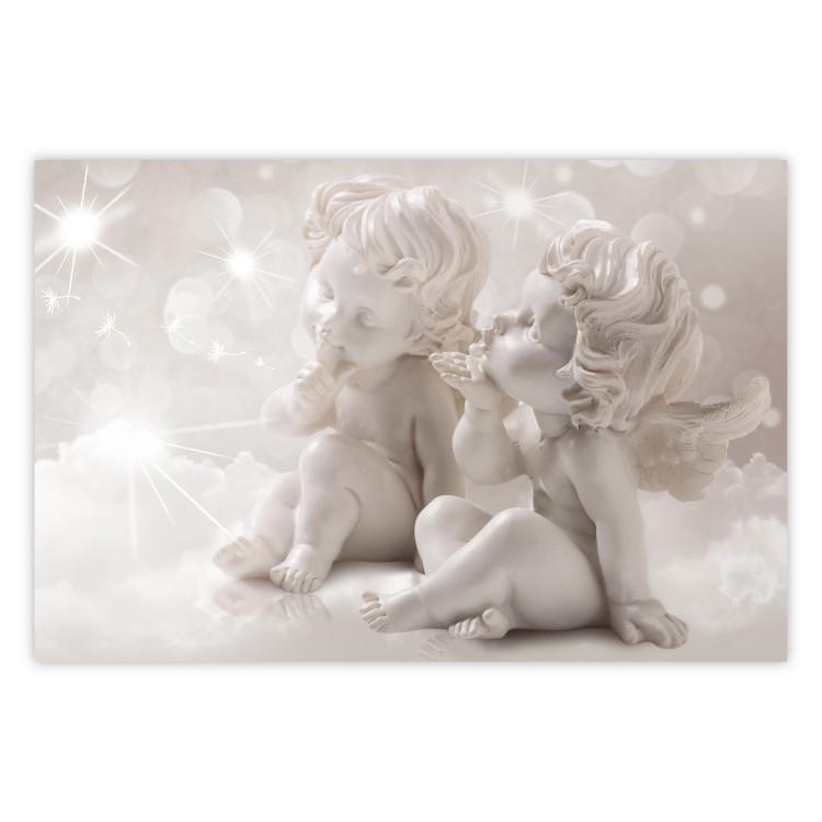 Poster Angelic Gust - pale pink composition amidst clouds and starlight