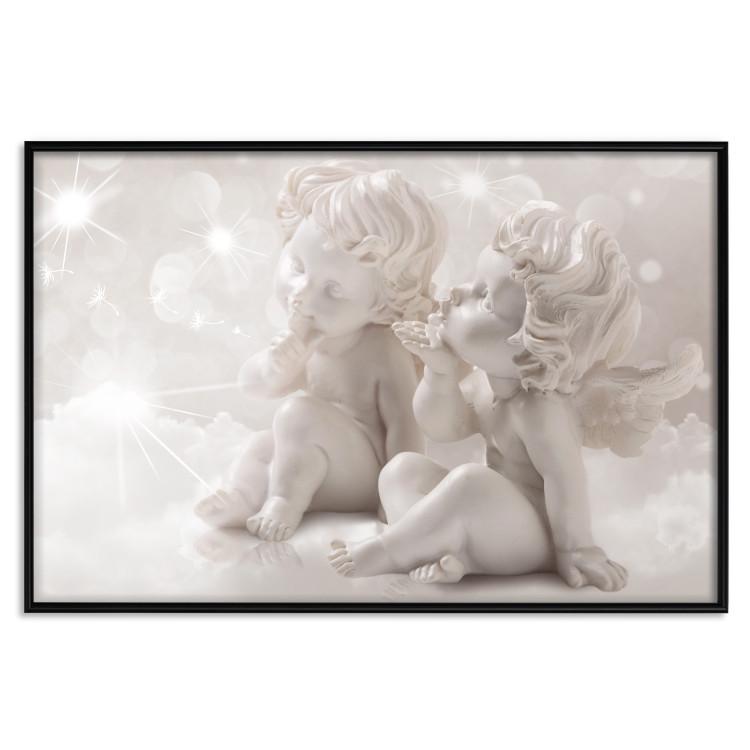 Poster Angelic Gust - pale pink composition amidst clouds and starlight