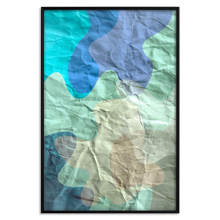 Poster Colors of the Lake - abstract spots on a crumpled paper texture