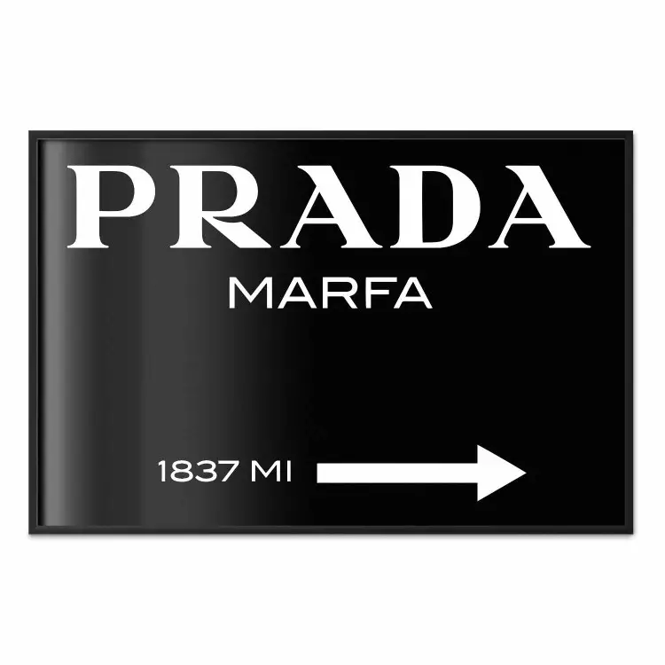 Prada in Black - white English fashion brand name on a black background