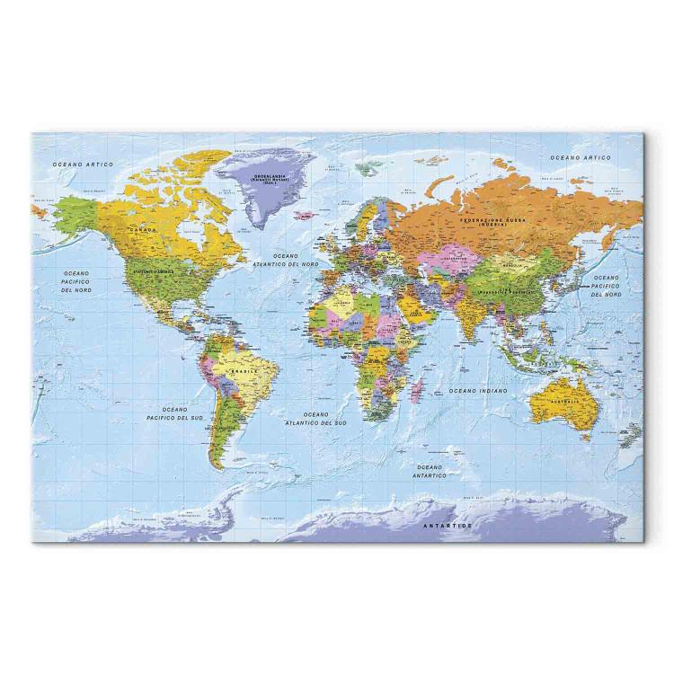 Canvas Print Italian World Map (1-part) - Continents in Vivid Colors