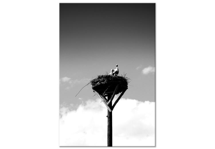 Canvas Print Parental horizons - black and white photography with birds and sky