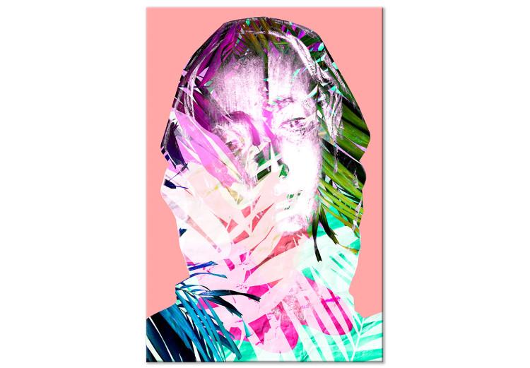 Canvas Print Neon Madonna - colorful portrait of a woman with a botanical design