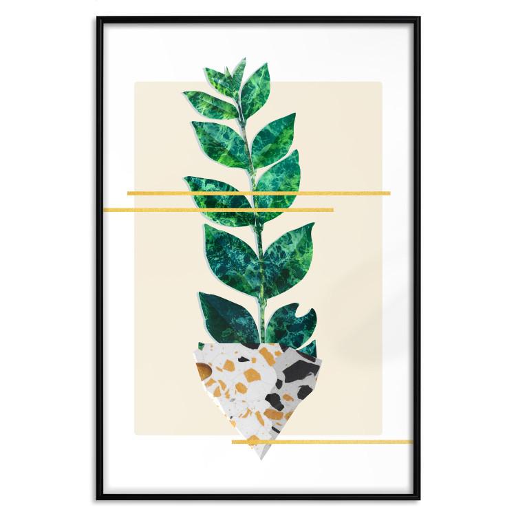 Poster Geometric Nature - abstract plant with leaves on a white background