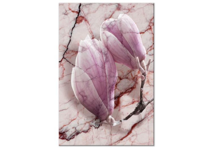 Canvas Print The subtlety of marble - magnolia flower motif on a marble background