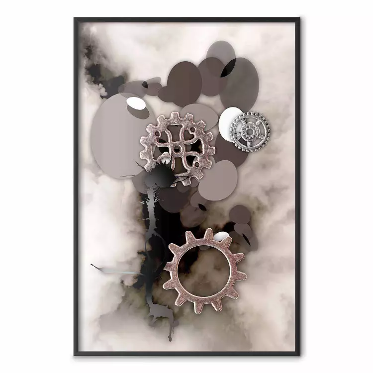 Seahorse - abstract metal elements against a backdrop of light clouds