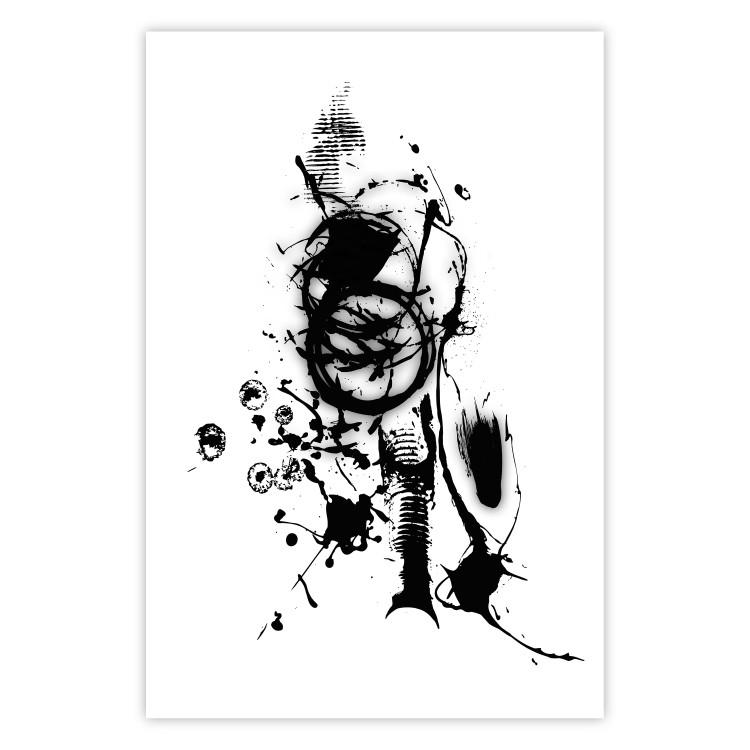 Poster Naughty Thoughts - black patterns in an abstract motif on a white background