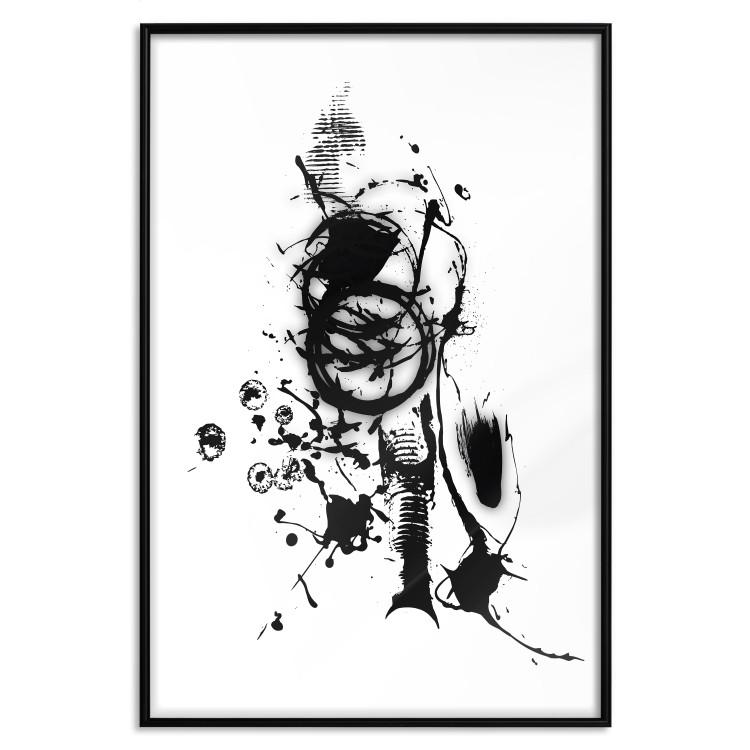 Poster Naughty Thoughts - black patterns in an abstract motif on a white background