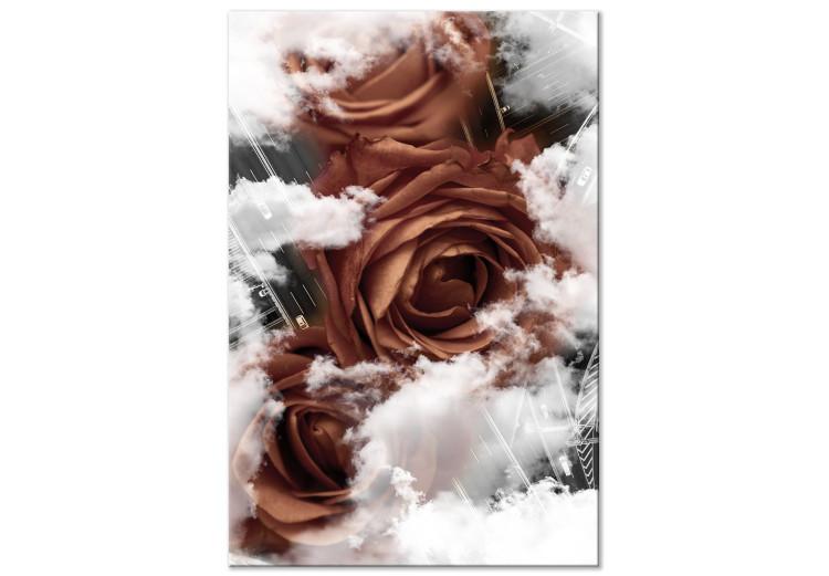 Canvas Print Roses in Cloud Embrace (1-part) - Flowers in White Sky Clouds