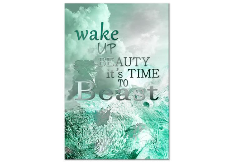 Canvas Print Beautiful morning - an inscription on a sea, abstract background