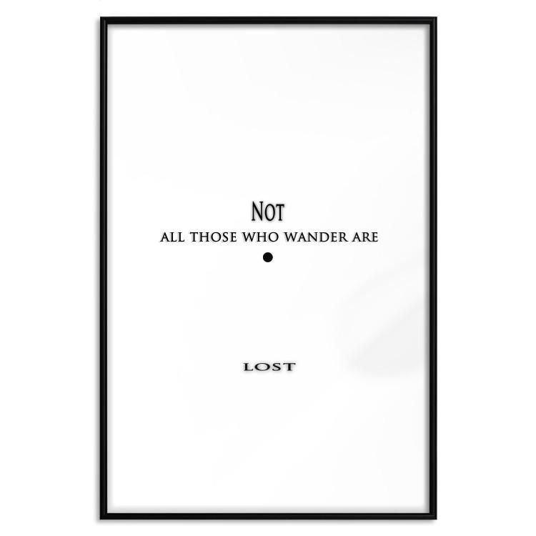 Poster Wanderer's Quote - black English texts and a dot on a white background