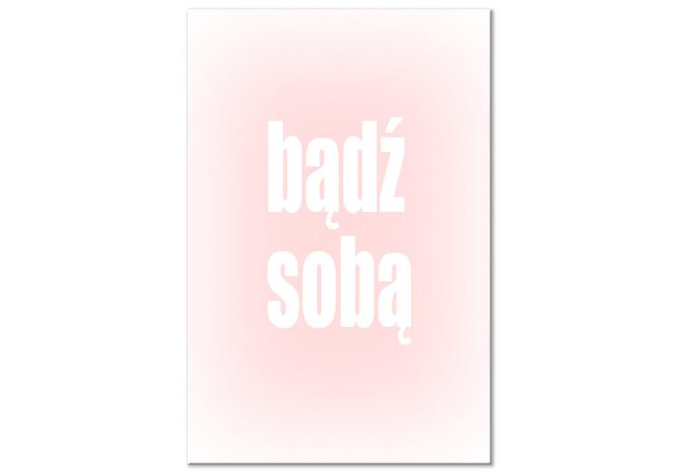 Canvas Print Drop all your masks - inscription in Polish on a pink background