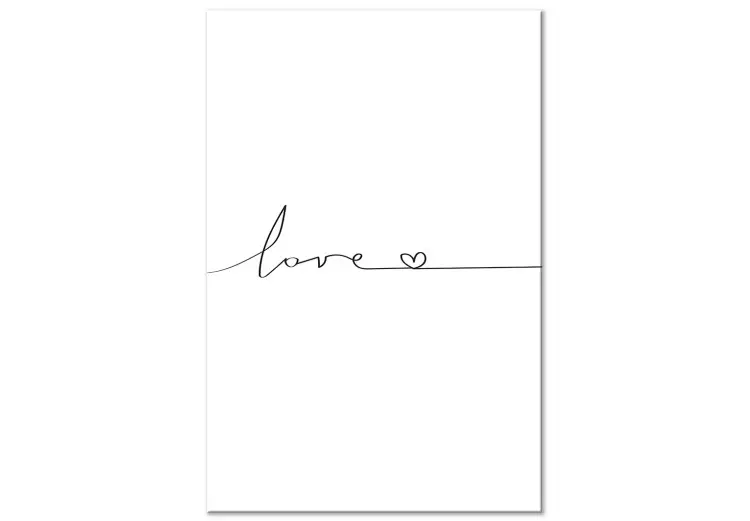 Canvas Print Love from the Line (1-part) - Black and White English Text with Heart